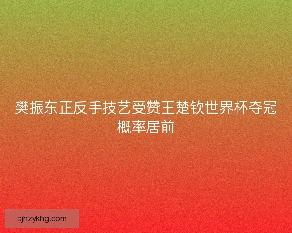 樊振东正反手技艺受赞王楚钦世界杯夺冠概率居前
