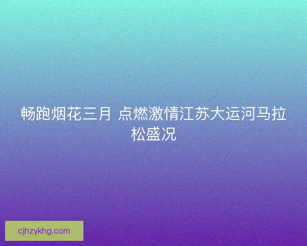 畅跑烟花三月 点燃激情江苏大运河马拉松盛况