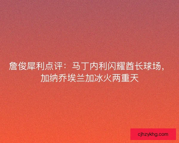 詹俊犀利点评：马丁内利闪耀酋长球场，加纳乔埃兰加冰火两重天